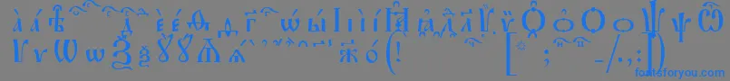 フォントIrmologionKucsSpacedout – 灰色の背景に青い文字