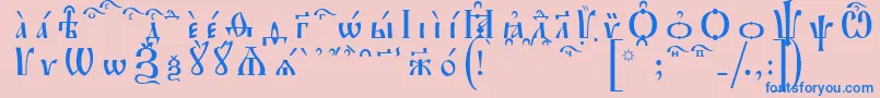 フォントIrmologionKucsSpacedout – ピンクの背景に青い文字