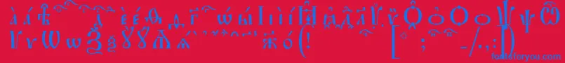 フォントIrmologionKucsSpacedout – 赤い背景に青い文字