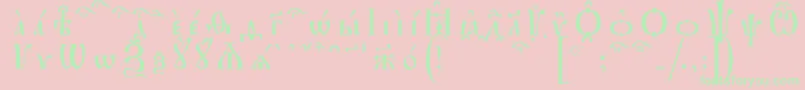 IrmologionKucsSpacedout Font – Green Fonts on Pink Background