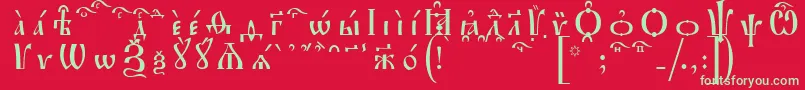 フォントIrmologionKucsSpacedout – 赤い背景に緑の文字