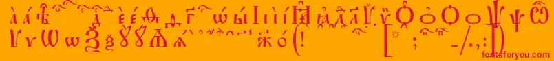 フォントIrmologionKucsSpacedout – オレンジの背景に赤い文字