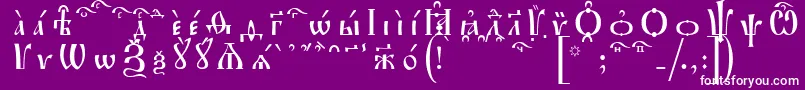 フォントIrmologionKucsSpacedout – 紫の背景に白い文字