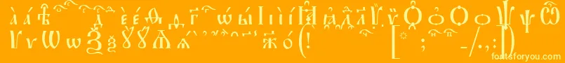 フォントIrmologionKucsSpacedout – オレンジの背景に黄色の文字