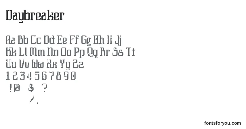 A fonte Daybreaker – alfabeto, números, caracteres especiais