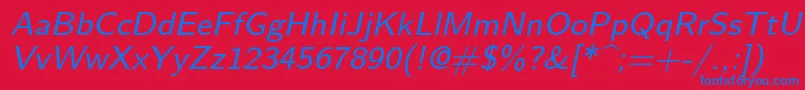 Lmsans8Oblique Font – Blue Fonts on Red Background