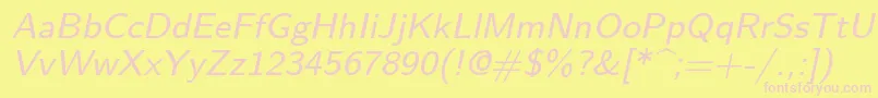 Lmsans8Oblique Font – Pink Fonts on Yellow Background