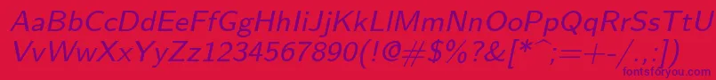 フォントLmsans8Oblique – 赤い背景に紫のフォント