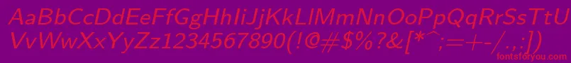 Lmsans8Oblique Font – Red Fonts on Purple Background