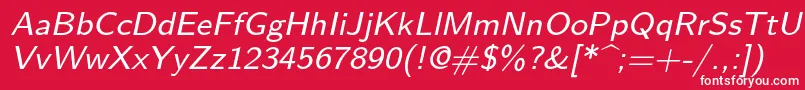 フォントLmsans8Oblique – 赤い背景に白い文字