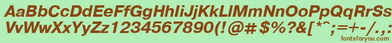 Fonte PragmaticaBoldItalic.001.001 – fontes marrons em um fundo verde