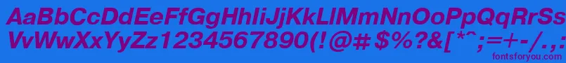 PragmaticaBoldItalic.001.001 Font – Purple Fonts on Blue Background