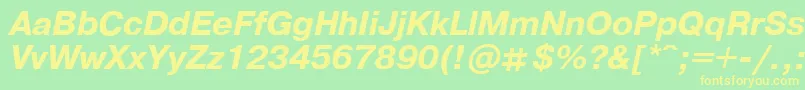 PragmaticaBoldItalic.001.001 Font – Yellow Fonts on Green Background