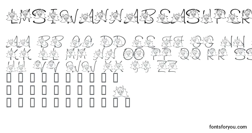 Schriftart LmsIWannaBeASuperhero – Alphabet, Zahlen, spezielle Symbole
