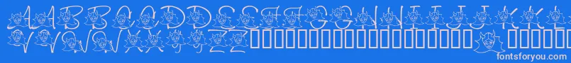 Fonte LmsIWannaBeASuperhero – fontes rosa em um fundo azul