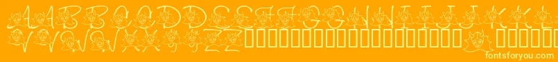 LmsIWannaBeASuperhero-Schriftart – Gelbe Schriften auf orangefarbenem Hintergrund