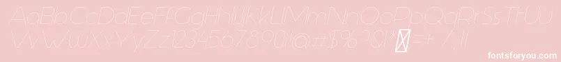 Fonte AspergitLightItalic – fontes brancas em um fundo rosa