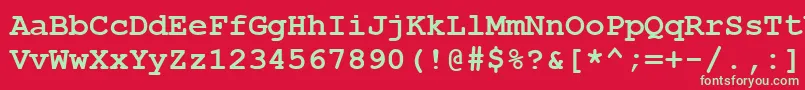 フォントCourbd0 – 赤い背景に緑の文字