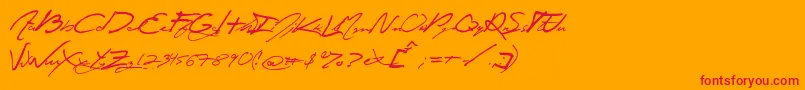 Jey-Schriftart – Rote Schriften auf orangefarbenem Hintergrund