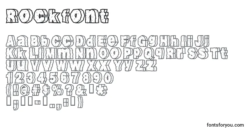 Czcionka Rockfont – alfabet, cyfry, specjalne znaki