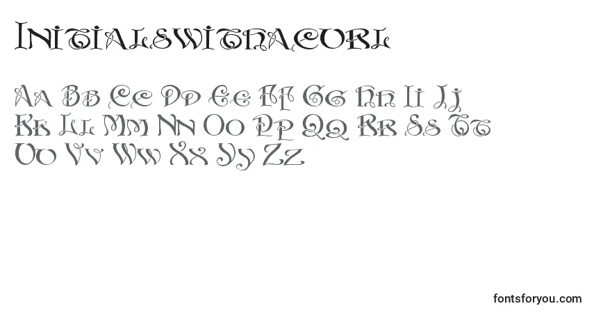 Czcionka Initialswithacurl – alfabet, cyfry, specjalne znaki