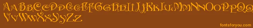 Initialswithacurl Font – Orange Fonts on Brown Background