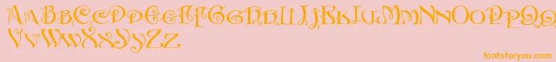 Initialswithacurl-Schriftart – Orangefarbene Schriften auf rosa Hintergrund