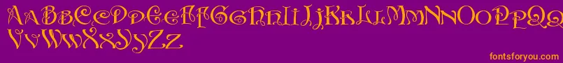 Initialswithacurl Font – Orange Fonts on Purple Background