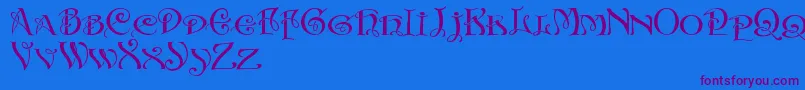 Initialswithacurl Font – Purple Fonts on Blue Background