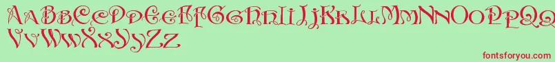 Initialswithacurl Font – Red Fonts on Green Background