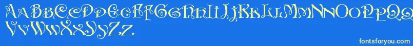 Initialswithacurl Font – Yellow Fonts on Blue Background