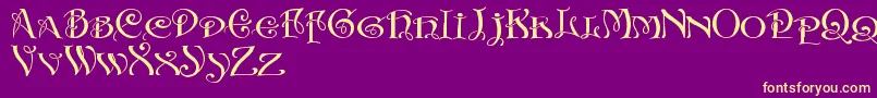 Initialswithacurl Font – Yellow Fonts on Purple Background