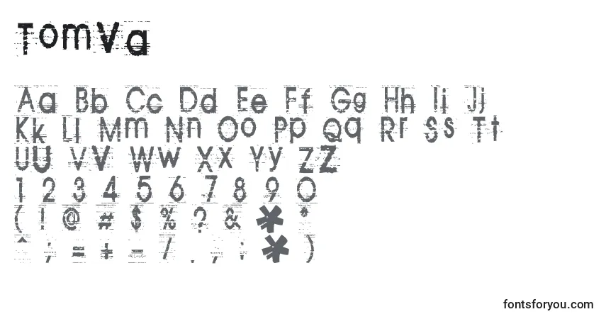 A fonte Tomva – alfabeto, números, caracteres especiais