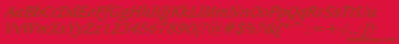 Czcionka CaxtonBookItalicBt – brązowe czcionki na czerwonym tle