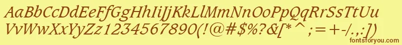 CaxtonBookItalicBt Font – Brown Fonts on Yellow Background