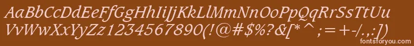 CaxtonBookItalicBt Font – Pink Fonts on Brown Background