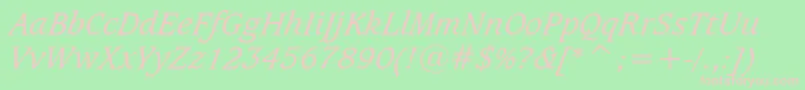 CaxtonBookItalicBt Font – Pink Fonts on Green Background