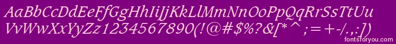 CaxtonBookItalicBt Font – Pink Fonts on Purple Background