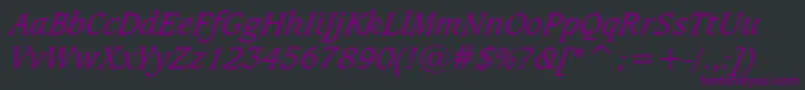 CaxtonBookItalicBt Font – Purple Fonts on Black Background