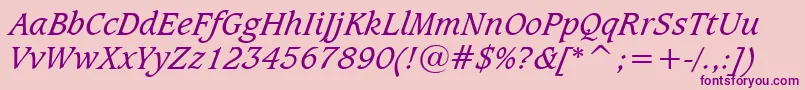 CaxtonBookItalicBt Font – Purple Fonts on Pink Background
