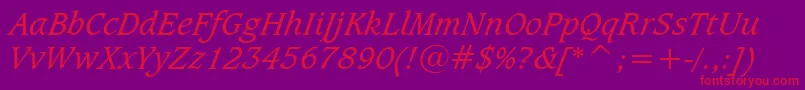 CaxtonBookItalicBt Font – Red Fonts on Purple Background
