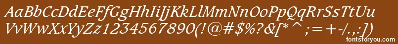 CaxtonBookItalicBt Font – White Fonts on Brown Background