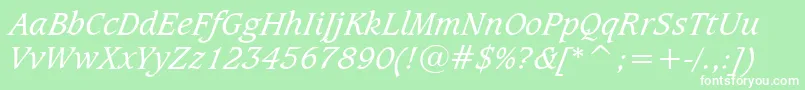 CaxtonBookItalicBt Font – White Fonts on Green Background