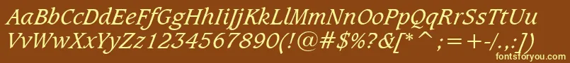 CaxtonBookItalicBt Font – Yellow Fonts on Brown Background