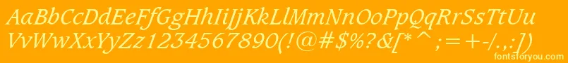 CaxtonBookItalicBt Font – Yellow Fonts on Orange Background