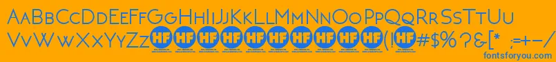NeotericBoldDemoVersion-Schriftart – Blaue Schriften auf orangefarbenem Hintergrund