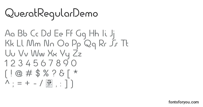 Шрифт QuesatRegularDemo – алфавит, цифры, специальные символы