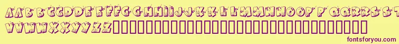 KrFirefighterRon Font – Purple Fonts on Yellow Background