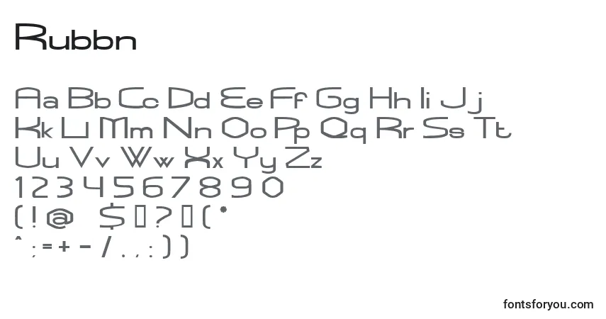 A fonte Rubbn – alfabeto, números, caracteres especiais