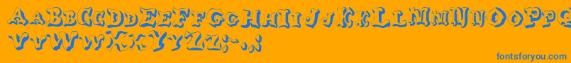 フォントGeGlob – オレンジの背景に青い文字